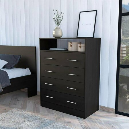 DEPOT E-SHOP Serbian Four Drawer Dresser, Black DE-CLW6743